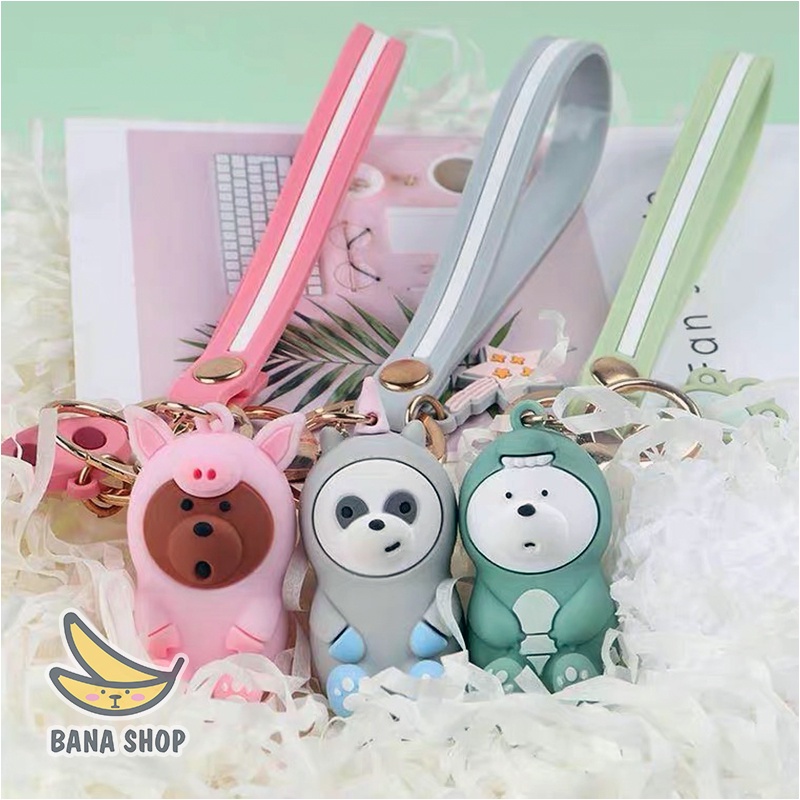 Móc khoá nhựa Chúng tôi đơn giản là Gấu anh em gấu bare bear mặc áo