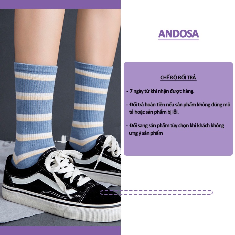 Tất vớ nam nữ cổ cao Hàn Quốc họa tiết vintage cute dễ thương cotton dày đẹp ANDOSA T08