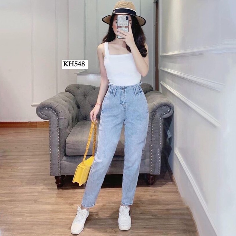 [Mã WASTMAY giảm 15% tối đa 30K đơn 150K] Quần Jean Dáng Baggy Lưng Chun Cạp Cao