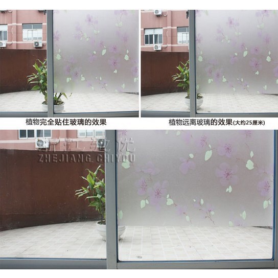 Decal 1m dán kính mờ trang trí cửa kính chống nhiệt -  hoa mai tím