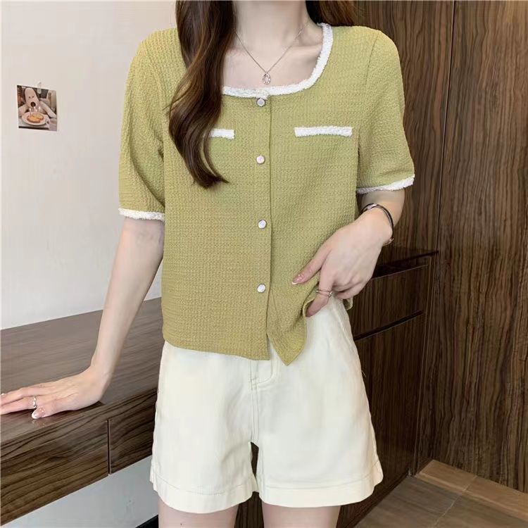 AMOI Áo Sơ Mi Tay Ngắn Họa Tiết Sọc Caro Thời Trang Phong Cách Phương Tây Cho Nữ 2022