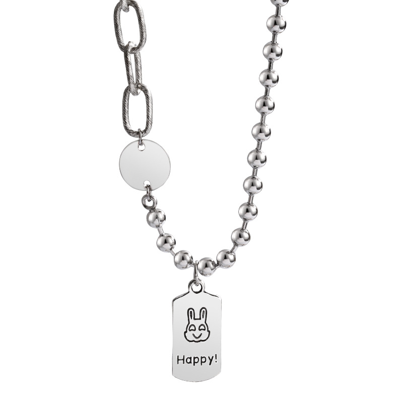 Dây chuyền thép titan phối mặt hình thỏ xinh xắn độc đáo thời trang 22838