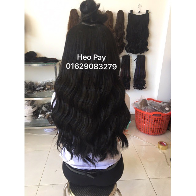 Tóc giả nữ đẹp, Kẹp chữc u 3/4 xoăn sóng, mã ku07, kèm hình thật
