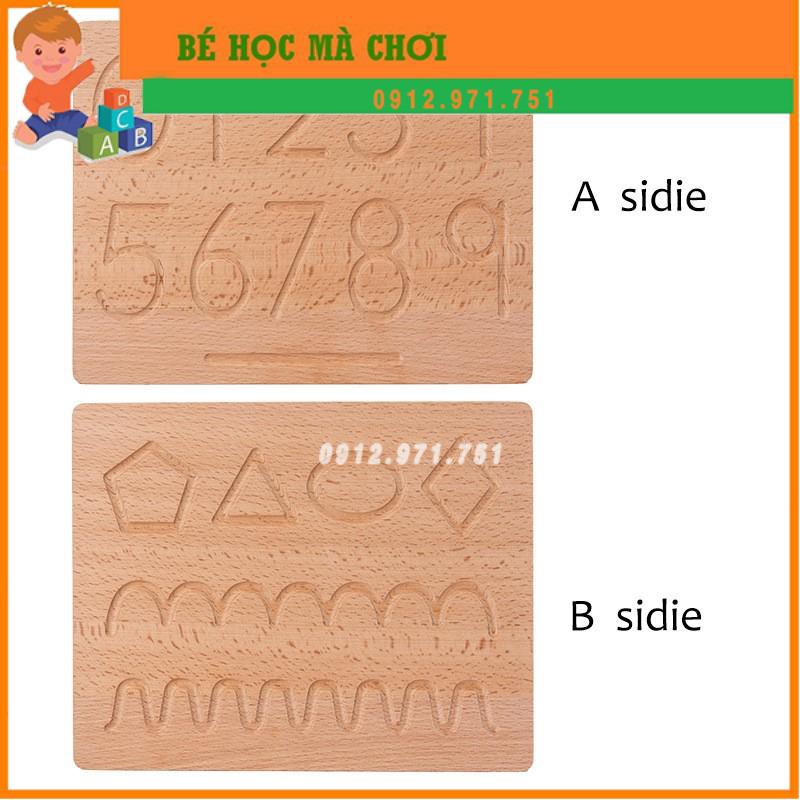 Giáo cụ Montessori - Bộ Đồ Chữ tập viết theo nét Chữ Cái Và Số Bằng Gỗ