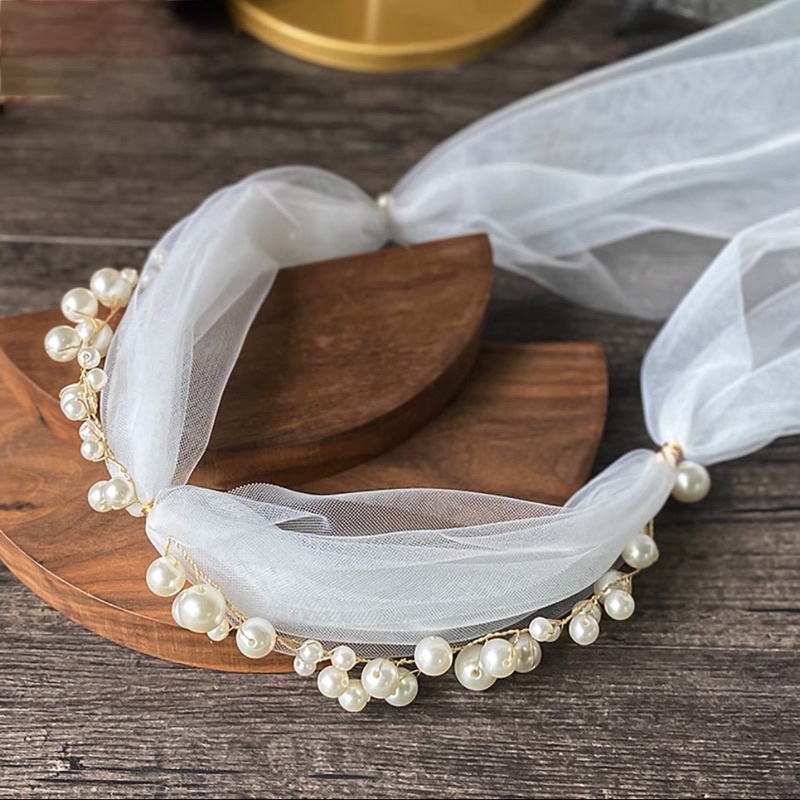 Voan cô dâu dải ngọc phụ kiện cưới