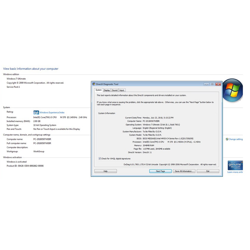 Máy tính All in one 20inch CPU I3 2.40Ghz 4 nhân 2G DDR3 32GB SSD | BigBuy360 - bigbuy360.vn
