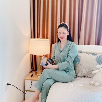 Min's Shoes - Bộ Ngủ Dài Tay Nữ Lụa Cao Cấp Họa Tiết B101