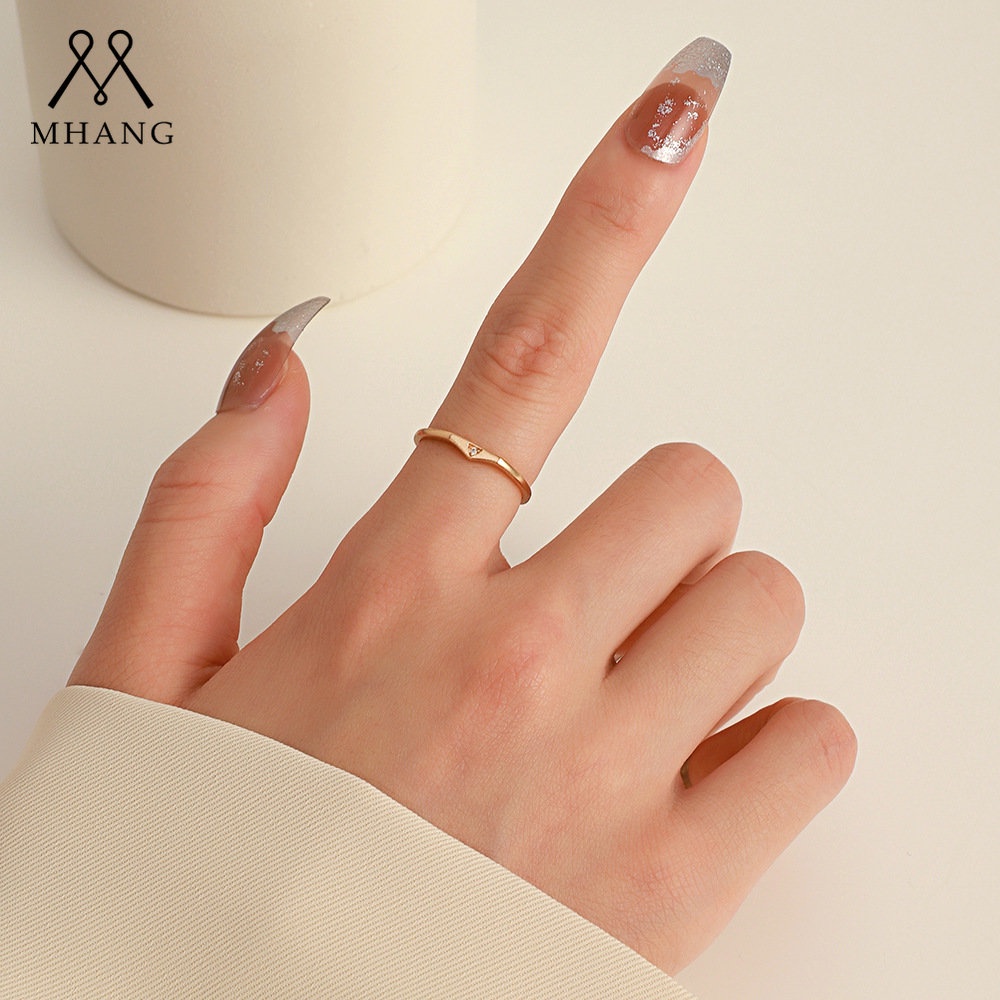 Nhẫn Cặp Hình Tam Giác Đính Đá Zircon Đơn Giản Thời Trang