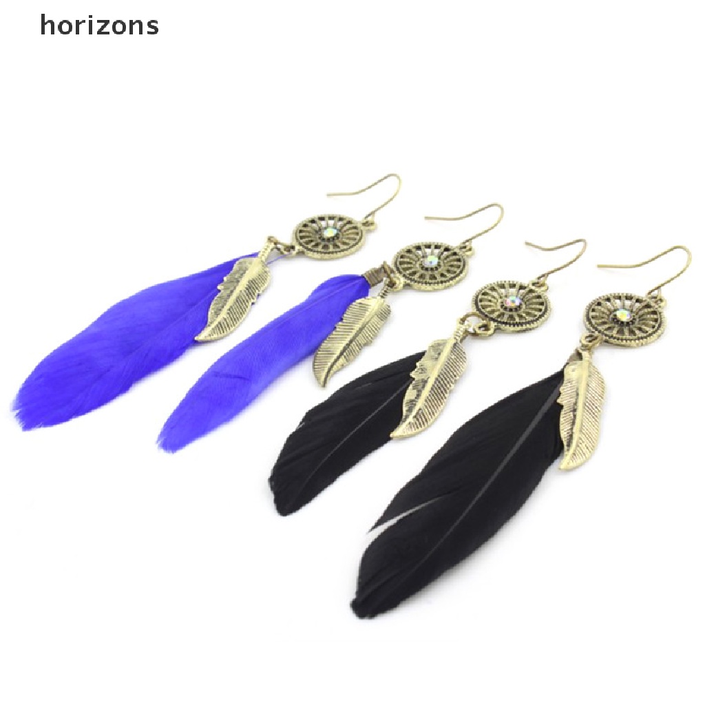 Bông Tai Hình Lông Vũ Tua Rua Phong Cách Bohemian Dành Cho Nữ