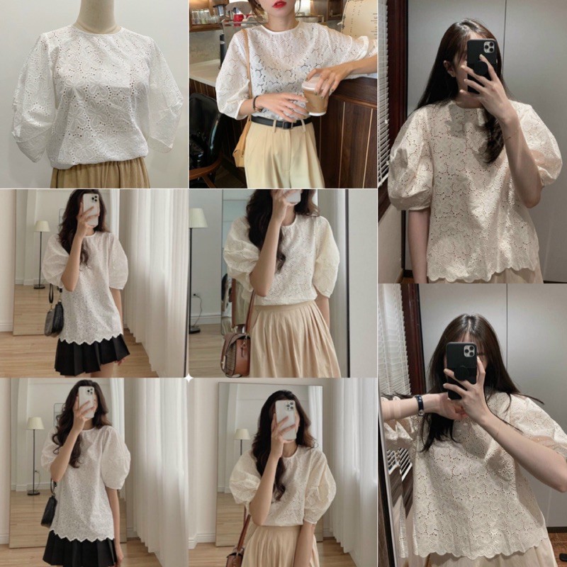 Áo Kiểu ZINNIE TOP hàng nhập quảng châu thiết kế tay bồng free size form sơ vin dễ mặc dễ mix đồ