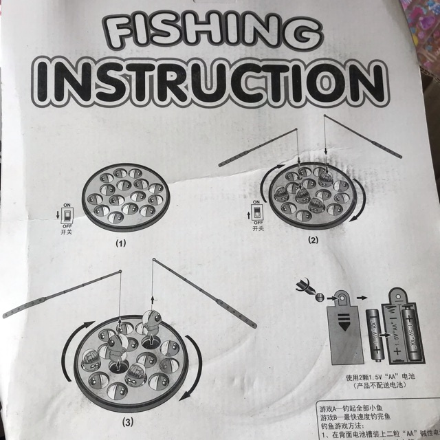 Bộ câu cá pin hình con cá to tập phản xạ cho bé( 3 cần câu)