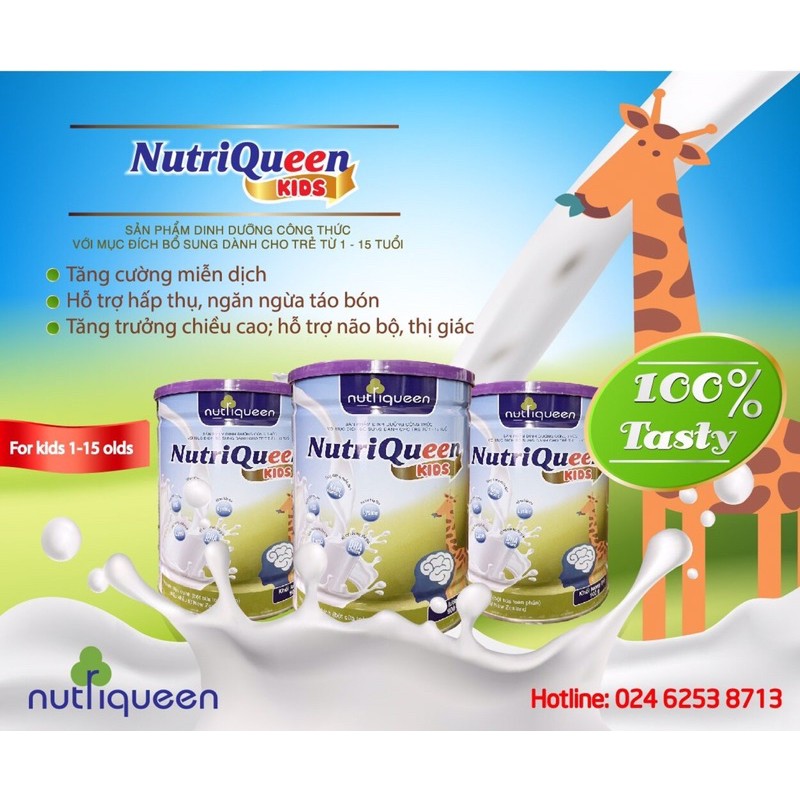 Sữa Bột NUTRIQUEEN KID  (Nguyên Liệu NK Từ Châu Âu và New Zealand ) Lon 900g -Bổ Sung Dưỡng Chất Cho Trẻ Từ 1-15 Tuổi