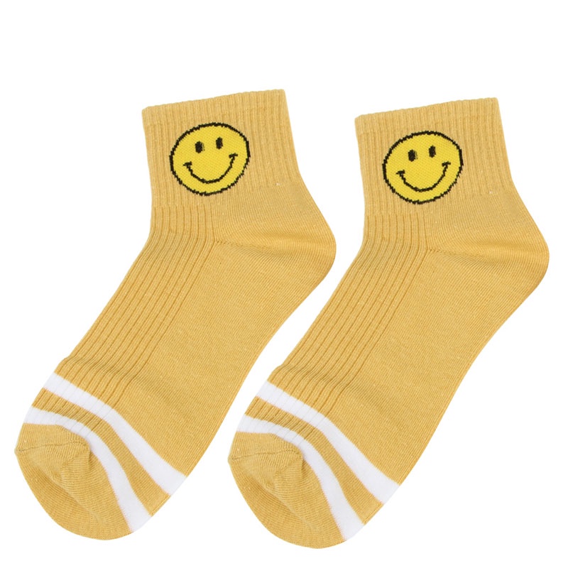 Vớ Thể Thao Họa Tiết Mặt Cười Hoạt Hình Phong Cách Hàn Quốc Cho Nam Và Nữ
