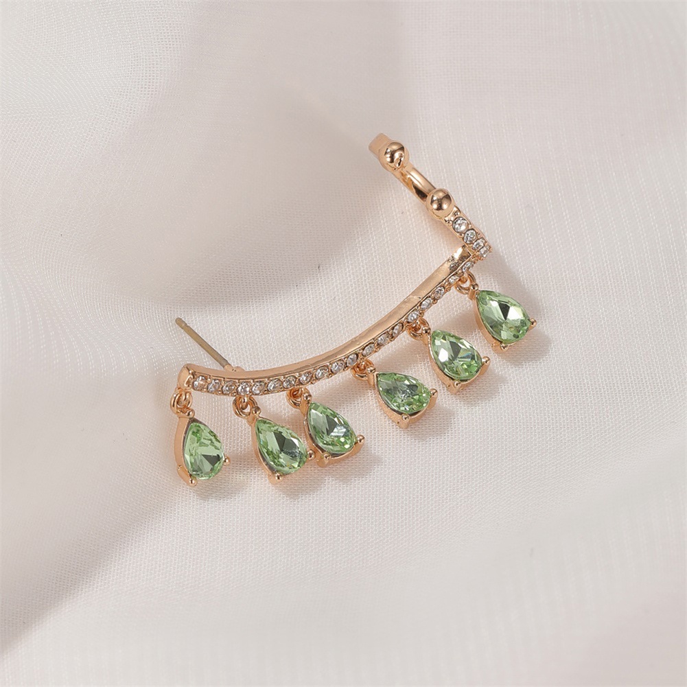1 Khuyên Kẹp Vành Tai Đính Đá Zircon Hình Giọt Nước Thời Trang