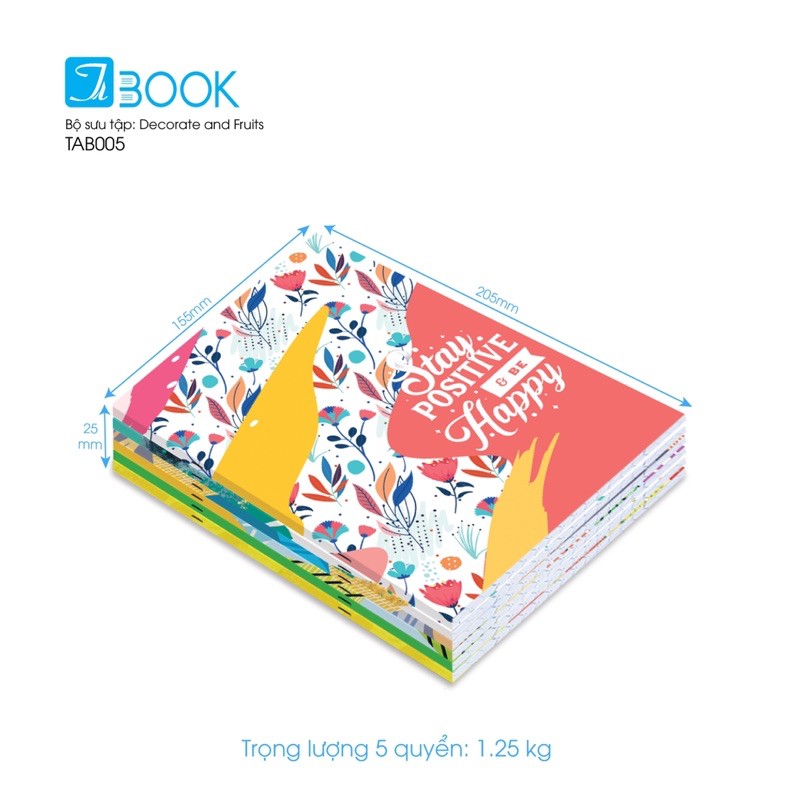 5 cuốn Tập học sinh Decorative hiệu Tabook, 200 trang ĐL60