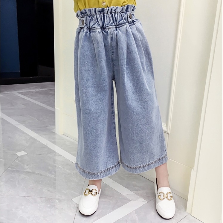 Quần jean dài ống rộng thời trang xuân thu cho bé gái 15ins