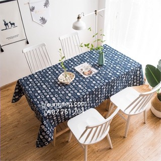 Khăn trải bàn vải hình mèo con nền đậm