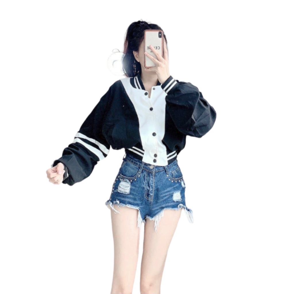 Áo Khoác Bomber Nữ Form Lửng Phối Màu In Chữ Cực Xinh Mẫu Mới Cực HOT  - ĐĂNG QUANG CLOTHER