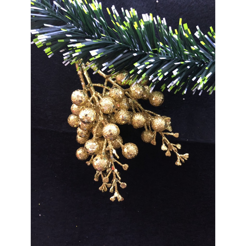 [HCM] NOEL - BỊCH 10 NHÁNH -TRÁI CHERRY KIM TUYẾN TRANG TRÍ NOEL | 10 cành quả cherry phủ kim tuyến