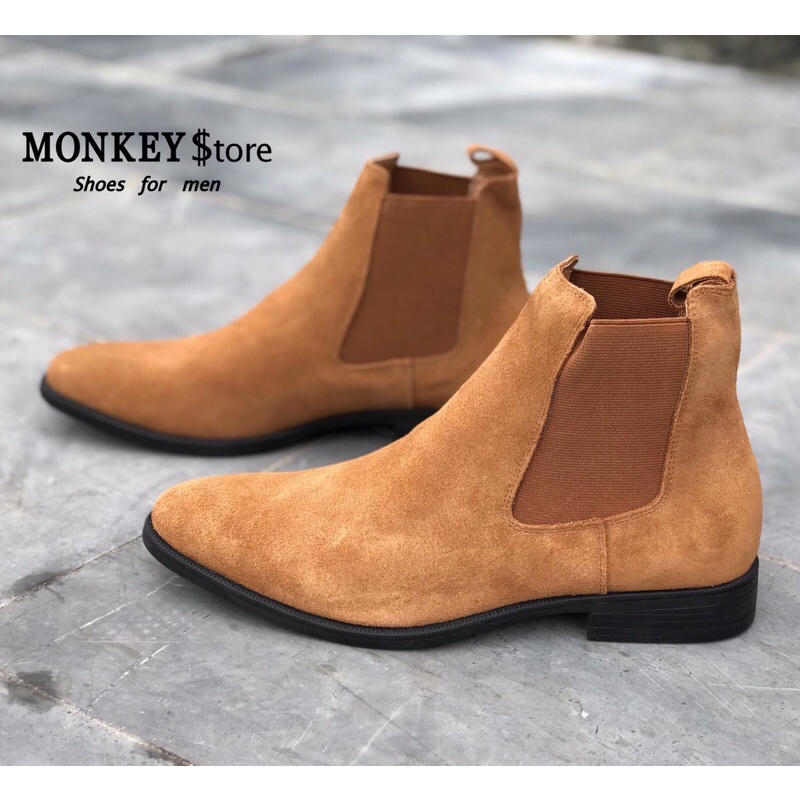 Giày Chelsea boot nam Da lộn thời trang nam - Mã MK03 ( Ảnh và video chi tiết - Có tặng lót tăng chiều cao )