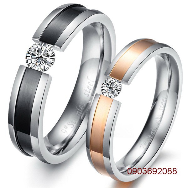 Nhẫn cặp tình nhân, nhẫn đơn, nhẫn đính đá N40