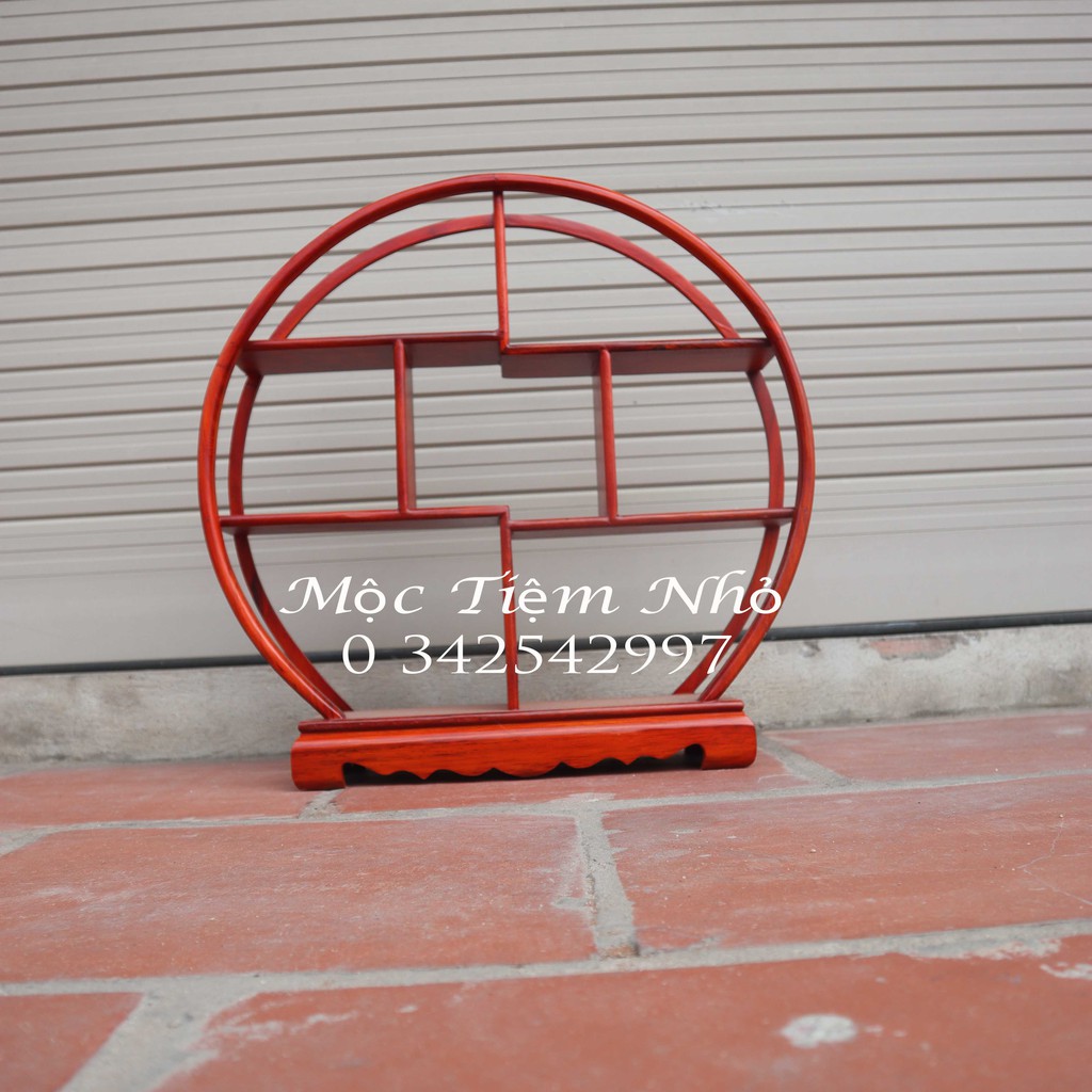 Kệ mini gia dụng gỗ gõ hình tròn