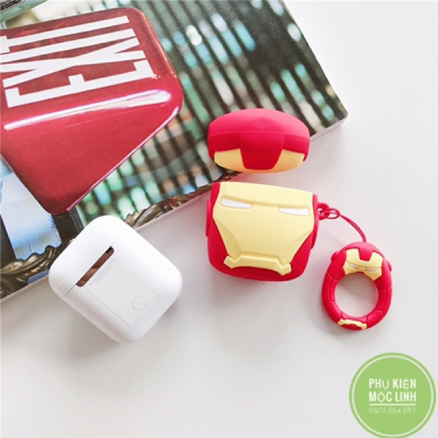 Tặng kèm móc - Case Airpod 1 2 Pro | Pro 2 2022 Siêu nhân A + Người sắtVỏ bao AirPods silicon đựng tai nghe không dâ