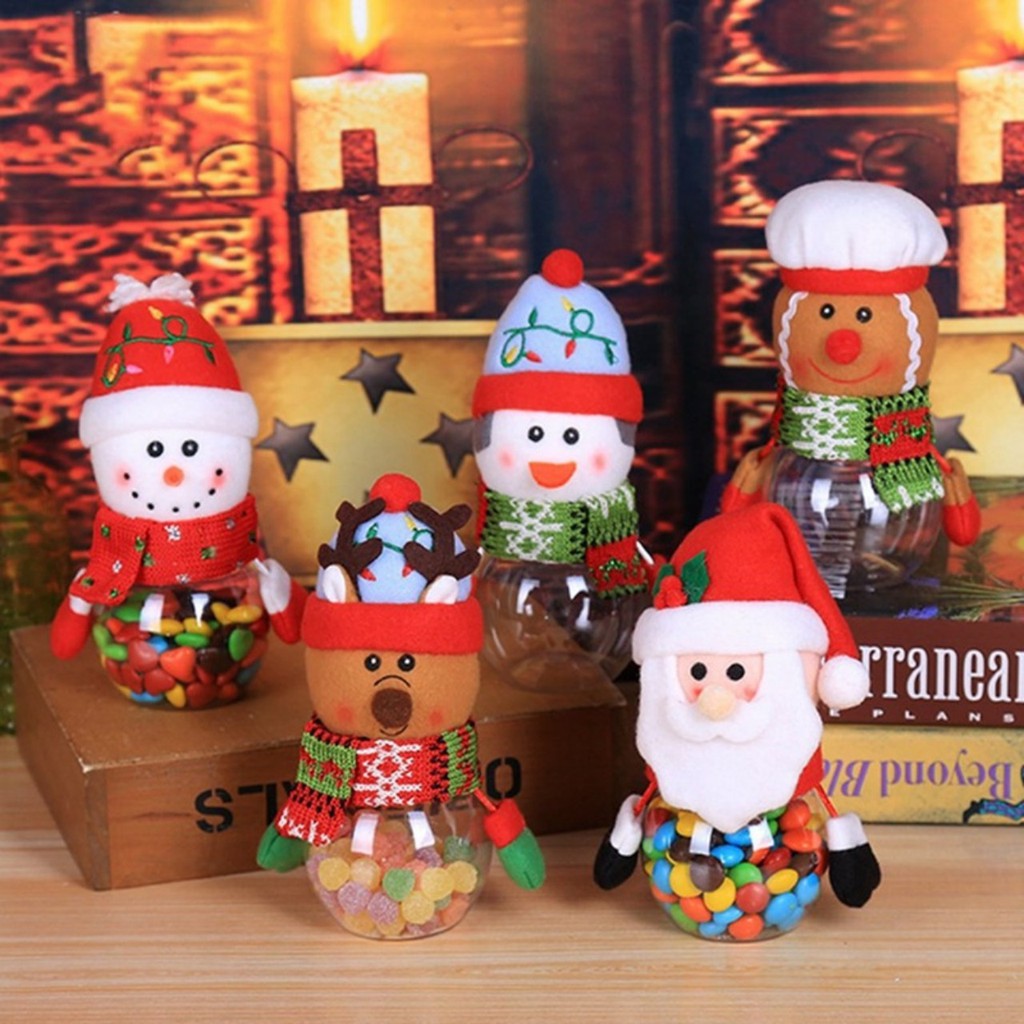 Hộp nhựa trong suốt đựng kẹo hình Giáng Sinh ngộ nghĩnh 7 x 17cm