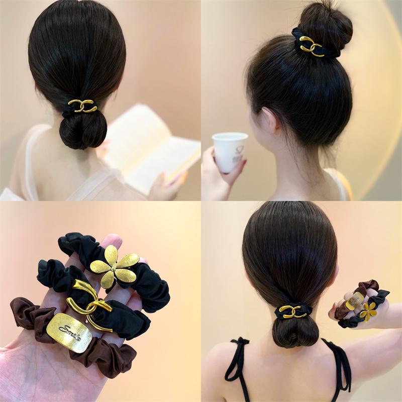 Dây Buộc Tóc Cao Su Co Giãn Không Tạo Kiểu Tóc Đuôi Ngựa Bằng Kim Loại Thời Trang Cao Cấp
