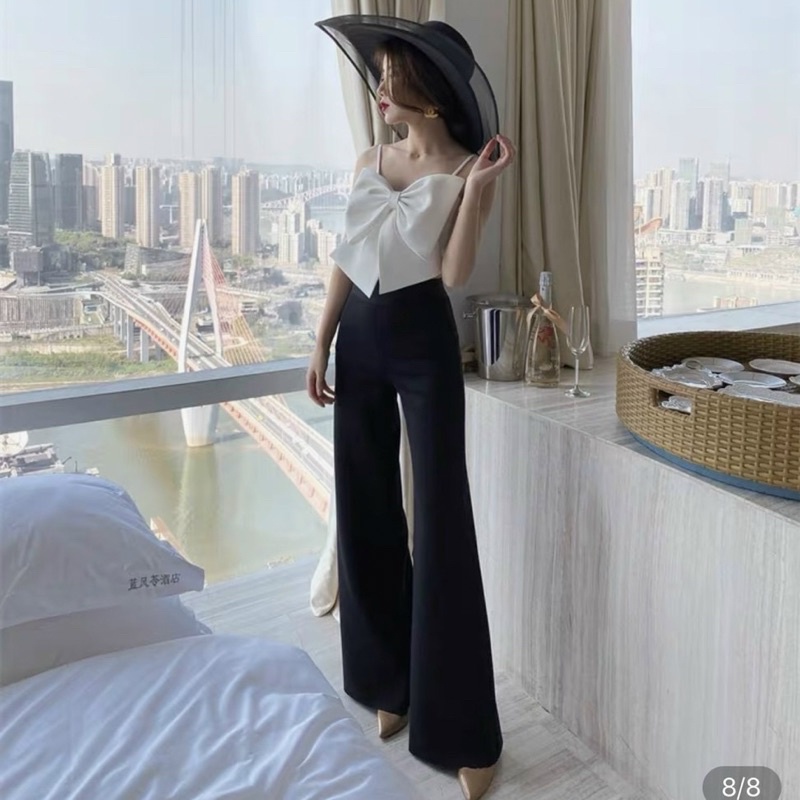 Áo 2 Dây Nơ To chất kate siêu đẹp hàng y hình