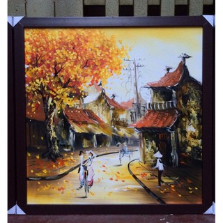 TRANH PHỐ CỔ HÀ NỘI(45x45cm cả khung)