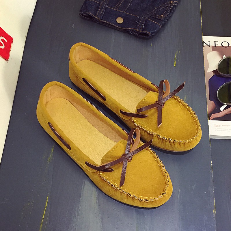 Giày lười da lộn nữ - thắt nơ - siêu xinh | BigBuy360 - bigbuy360.vn