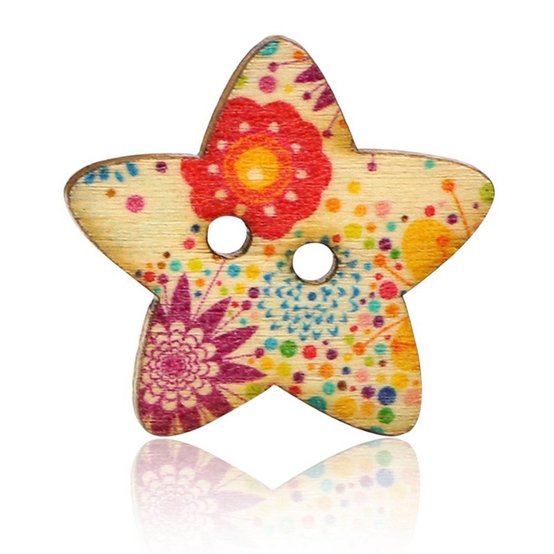 150 Pcs 2 Holes Colorful Wooden Scrapbook Sewing Buttons, 100 Pcs Car & 50 Pcs Star