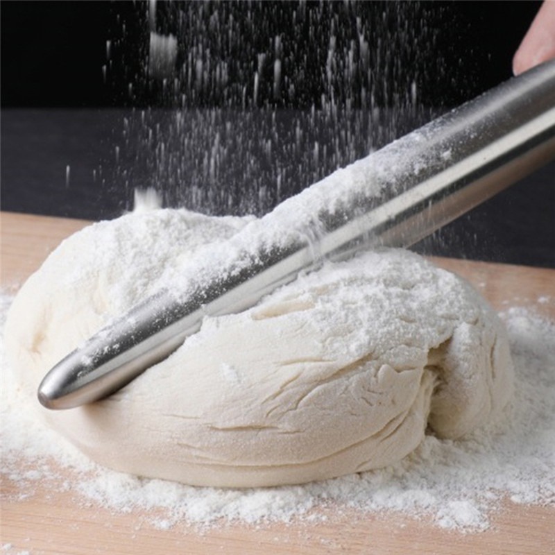 1Pc Stainless Steel Rolling Pin Kitchen UtensilsMaking Dough for BakingPizza NoodlesBiscuit DumplingsNon-stickBaking Tools