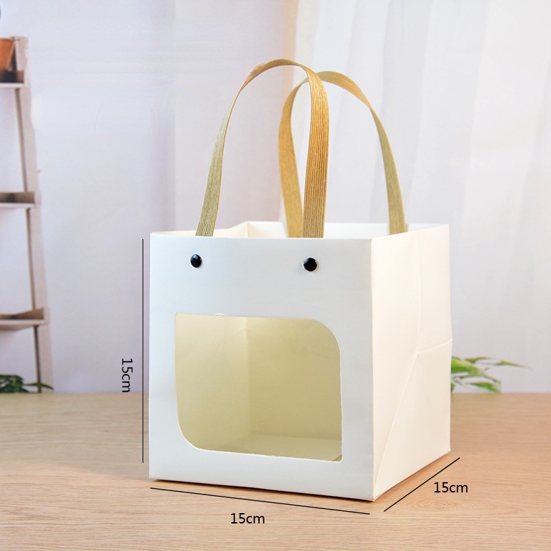 1 Túi Giấy Kraft PVC Trong Suốt Hình Vuông Đựng Quà Tặng Dành Cho Bé