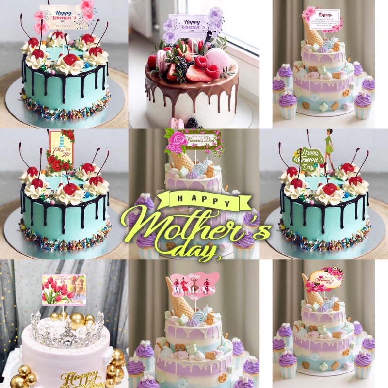 Trang Trí Bánh Sinh Nhật, Thẻ 8/3 ( 1 sét 10 cái )