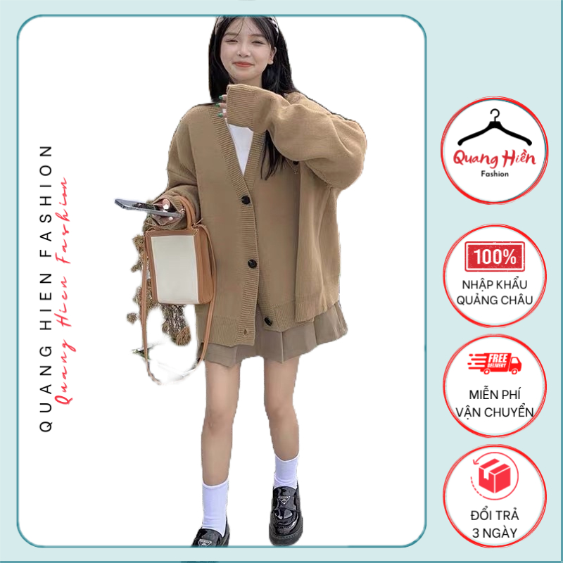 Áo len nữ Quảng Châu, áo len, gile, cardigan tone nâu freesize
