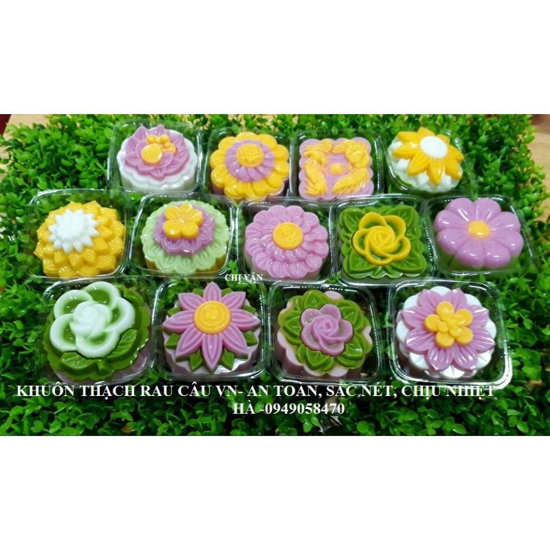 Set 95-100 khay túi đựng bánh trung thu 200g, bánh thạch rau câu trung thu size 9-10 cm hình thỏ, sen