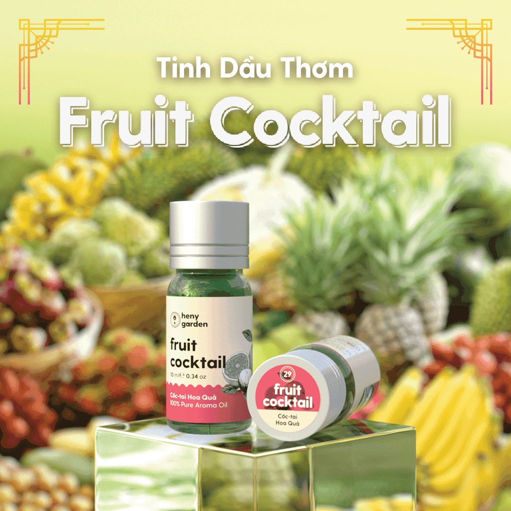 Tinh Dầu Phối Hương Fruit Cocktail (Trái Cây) Xông Thơm Phòng, Làm Nến Thơm Thiên Nhiên Heny Garden 10mL