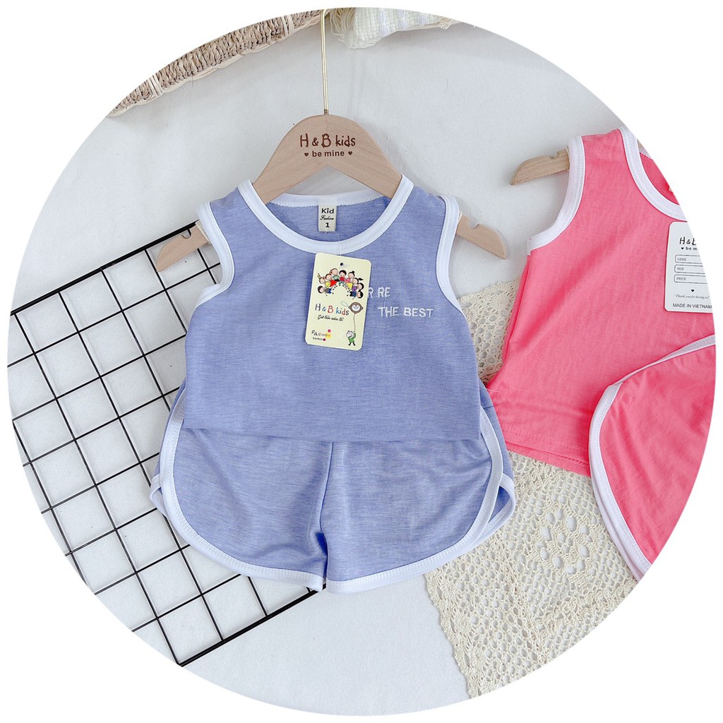 Bộ Ba Lỗ Chất Cotton Đũi trơn Chạy Viền Cho Bé khỏe khoắn (QATE193)