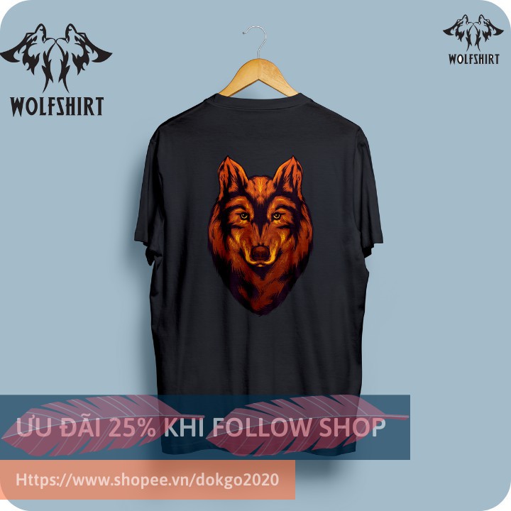 Kull Ngầu Với Áo Thun Hai Màu Đen Trắng Unisex Fom Rộng WOFTSHIRT  In Hình Cá Tính 100% Cotton Full Size Mặt Sói Nâu Đất