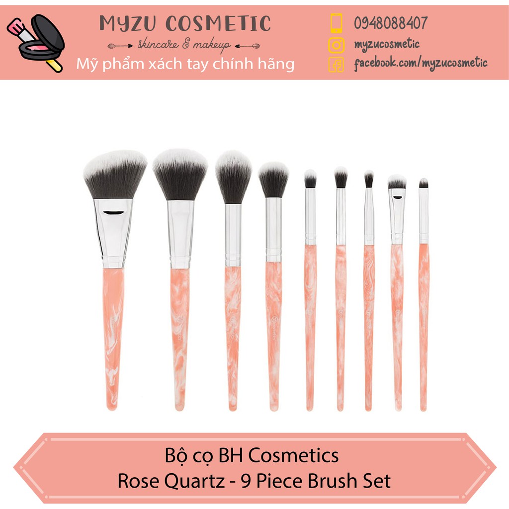 Bộ cọ BH Cosmetics  Rose Quartz - 9 Piece Brush Set