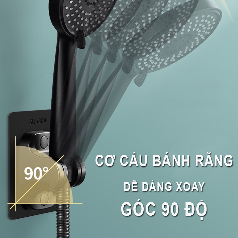 Giá đỡ vòi sen tắm, vòi xịt rửa nhà vệ sinh đế inox 304 dán tường chắc chắn tiện dụng-ahome
