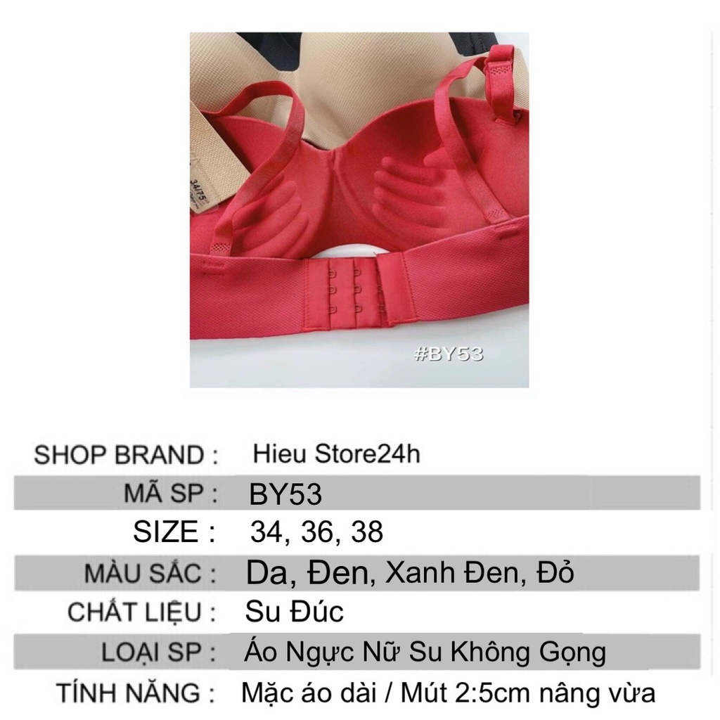 Áo Ngực Nữ Su Đúc Không Gọng Nâng Ngực Hieu Store24h Áo Lót Su Cúp Ngang Đệm Vừa 2.5cm BY53