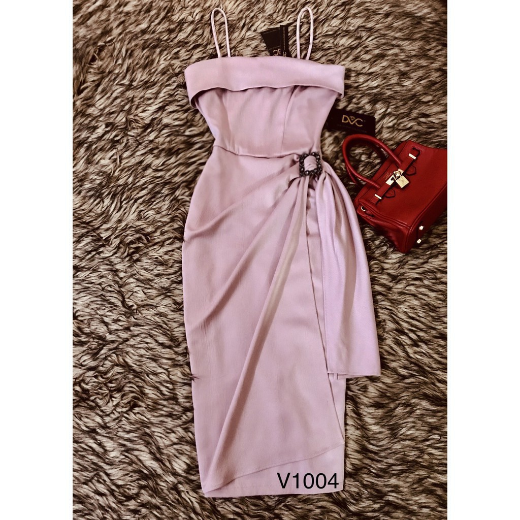 [ xả kho ] MiD Đầm hồng thiết kế cao cấp V1004 Mie Design ảnh thật