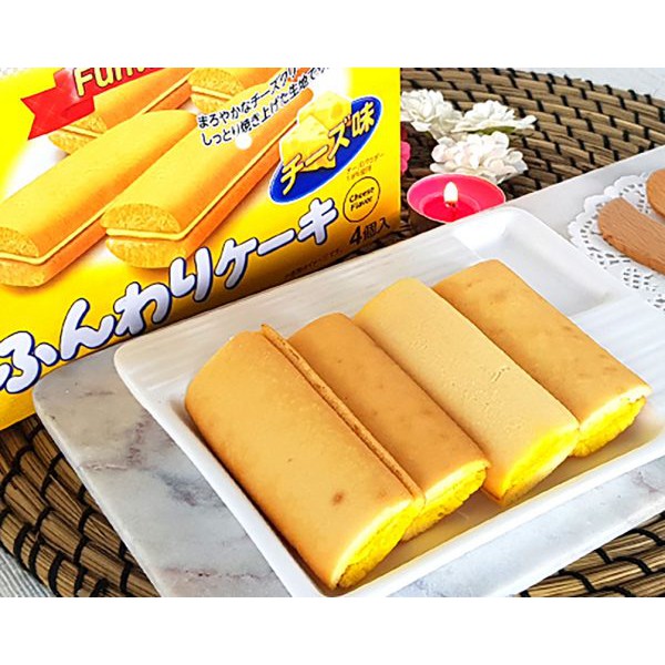 Bánh bông lan nhân kem  Funwari Phô Mai / Vani / Trà Xanh - Funwari Cake Cheese Flavor Deli Foods 72g - Nhật Bản