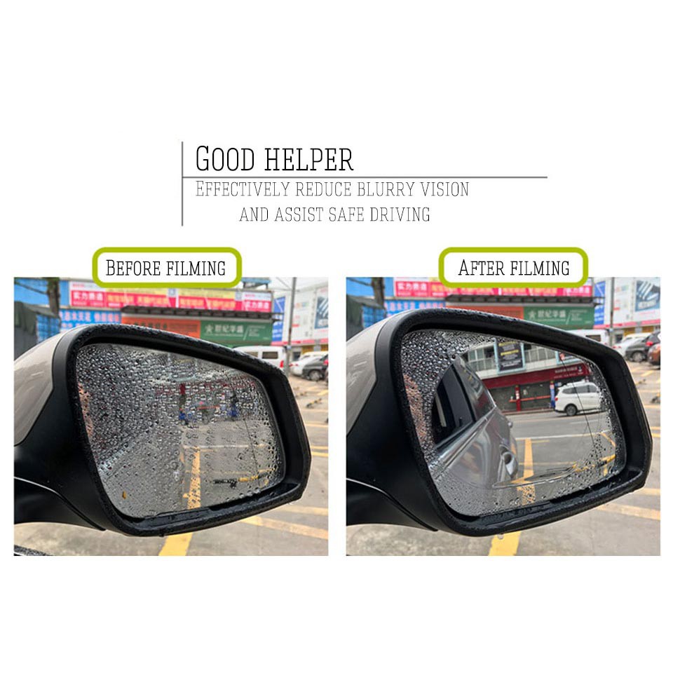 Bộ 2 Miếng Dán Kính Chiếu Hậu Hình Oval Chống Nước Mưa Tiện Dụng