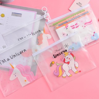Túi - Bóp viết trong suốt dễ thương cô gái hoạt hình trái tim chiếc nhẫn kỳ lân
