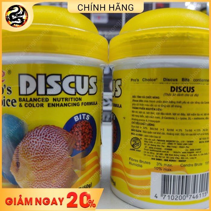 Thức ăn cho cá Dĩa Pro’s Choice Discus -60g cám dành cho cá dĩa giàu dinh dưỡng | Hoàng Lam Arowana