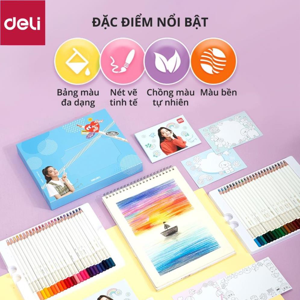 Bút chì màu gốc dầu cao cấp Deli - 48 màu - 1 Hộp - 68112 [Deli]